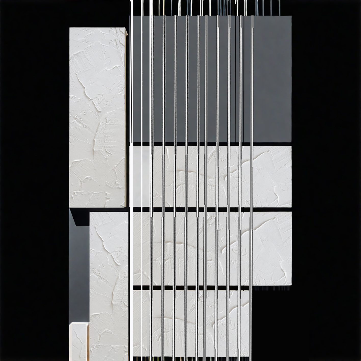 Pannelli materici bianchi e grigi