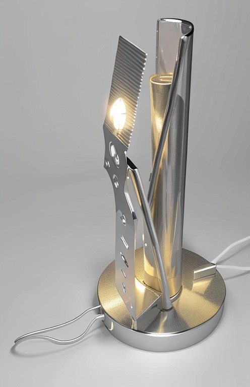 Lampada tecnica con elementi metallici